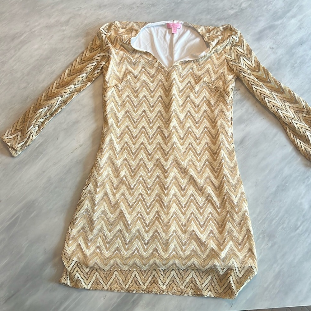 Lily Pulitzer, small gold mini dress